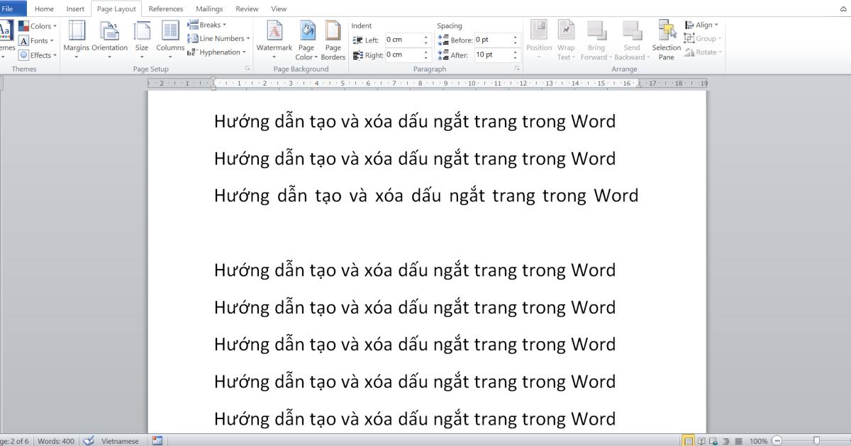 Hướng dẫn tạo ngắt trang trong Word